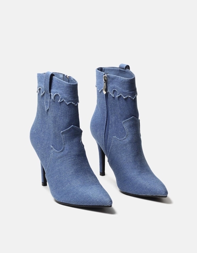 Εικόνα της Μποτάκια μυτερά με διακοσμητικές ραφές Τζιν