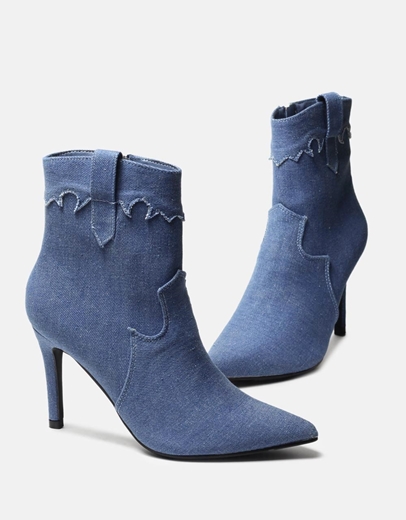 Εικόνα της Μποτάκια μυτερά με διακοσμητικές ραφές Τζιν
