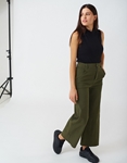 Εικόνα από Ψηλόμεσο wide leg παντελόνι τζιν Χακί