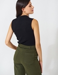 Εικόνα από Ψηλόμεσο wide leg παντελόνι τζιν Χακί