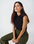 Εικόνα από Ψηλόμεσο wide leg παντελόνι τζιν Χακί
