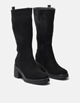 Εικόνα από Suede μονόχρωμες μπότες με τετράγωνο τακούνι Μαύρο