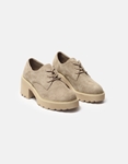 Εικόνα από Suede μονόχρωμα oxfords με τετράγωνο τακούνι Πούρο
