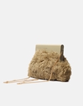Εικόνα από Γούνινο τσαντάκι clutch μονόχρωμο με αλυσίδα Πούρο