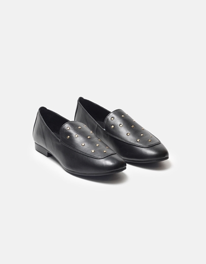 Εικόνα της Δερμάτινα flat loafers Gioseppo με τρουκς Μαύρο