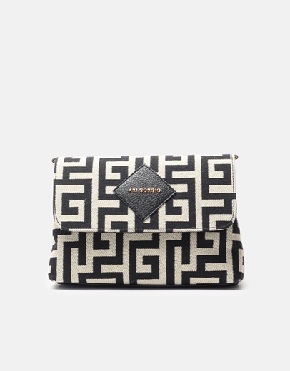 Εικόνα της Χειροποίητη τσάντα ώμου με μαίανδρο ελληνικής κατασκευής S Μαύρο