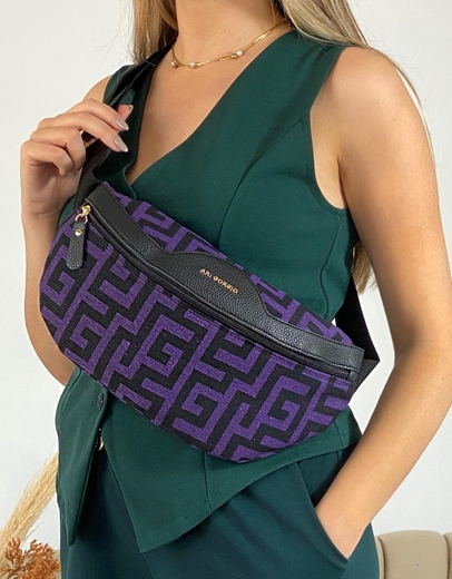 Εικόνα της Crossbody χειροποίητο τσαντάκι με μαίανδρο M Μωβ