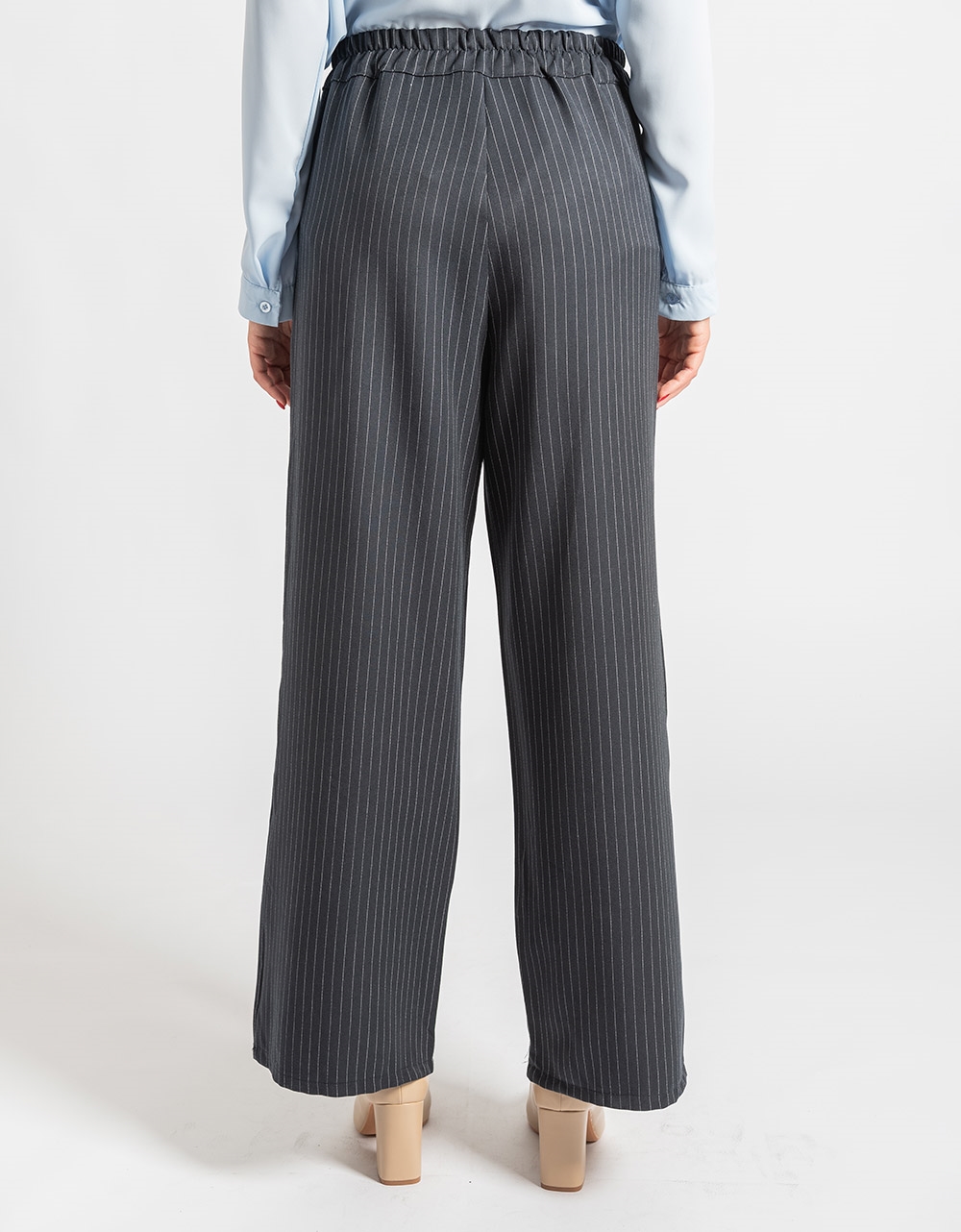 Εικόνα από Σετ παντελόνι με ρίγα και σταυρωτό σακάκι μακρύ Μπλε