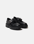 Εικόνα από Loafers με διπλή μπαρέτα και τρακτερωτή σόλα Μαύρο
