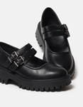 Εικόνα από Loafers με διπλή μπαρέτα και τρακτερωτή σόλα Μαύρο
