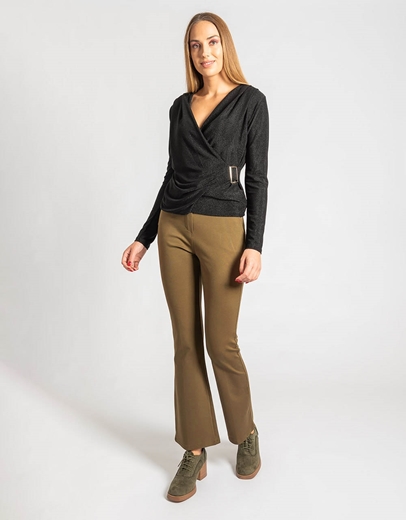 Εικόνα της Ελαστικό παντελόνι από βισκόζη με ζώνη Κάμελ