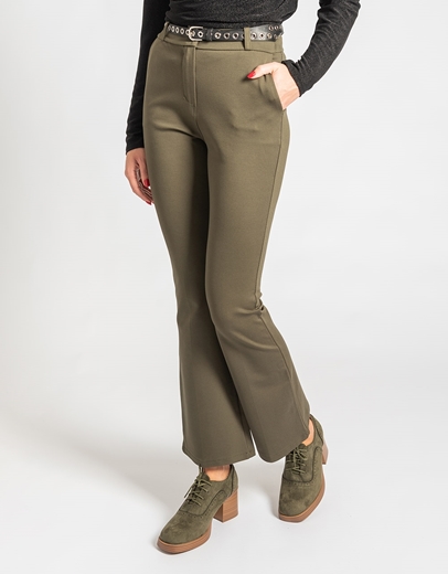 Εικόνα της Ελαστικό παντελόνι από βισκόζη με ζώνη Χακί