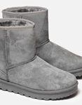 Εικόνα από Suede μποτάκια flat με γουνάκι εσωτερικά Γκρι