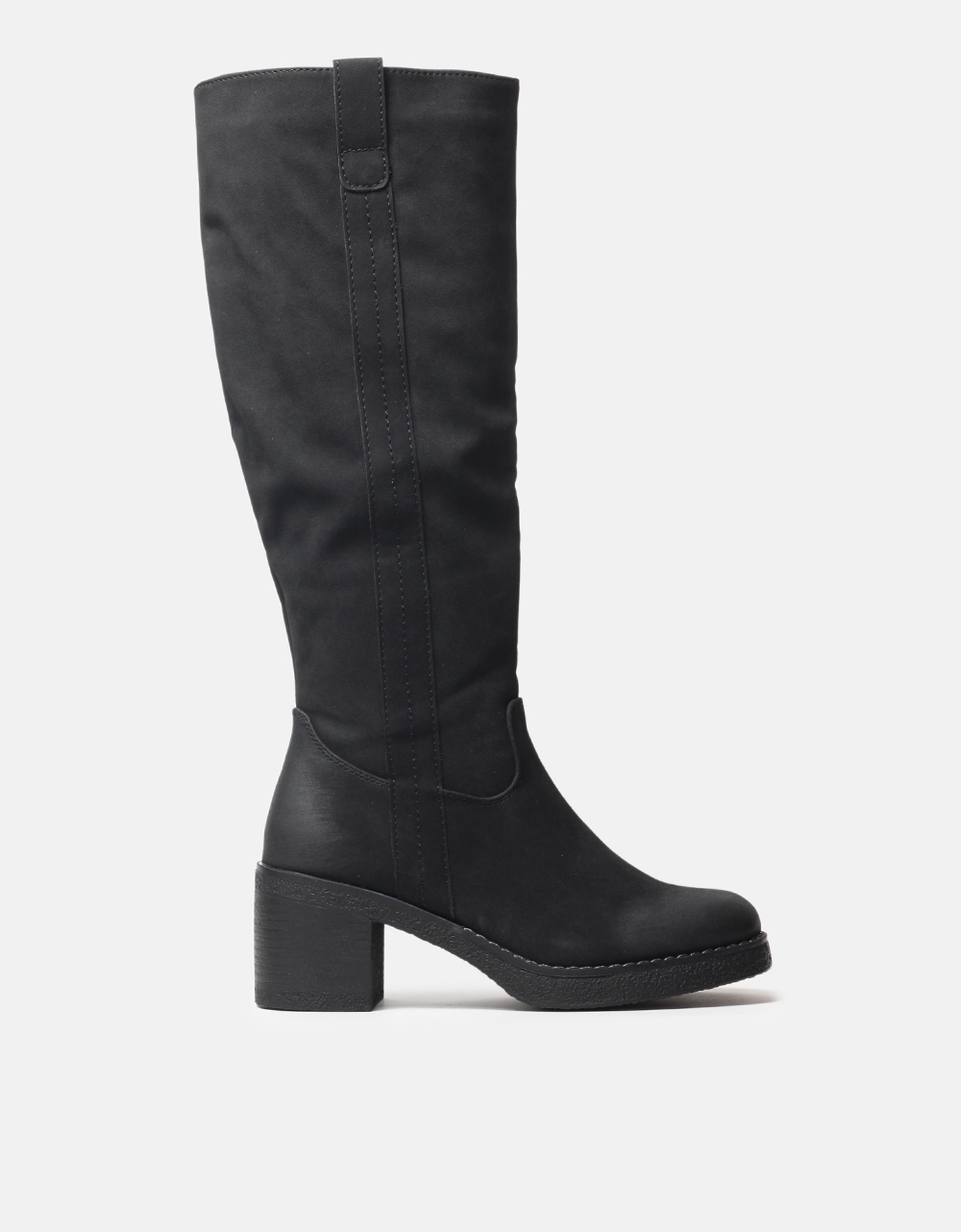 Εικόνα από Suede μονόχρωμες μπότες με τετράγωνο τακούνι Μαύρο