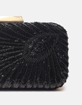 Εικόνα από Υφασμάτινο clutch μονόχρωμο με αλυσίδα Μαύρο