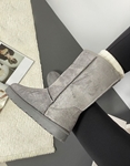 Εικόνα από Suede flat μονόχρωμα μποτάκια με γουνάκι Γκρι