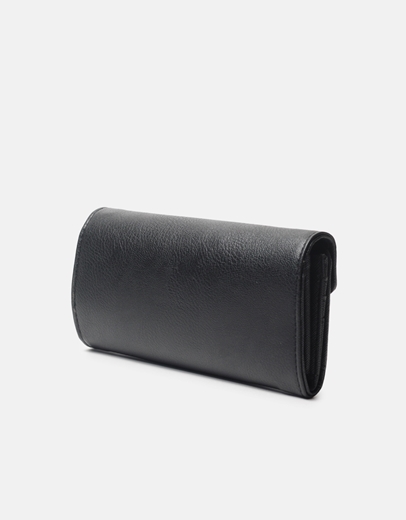 Εικόνα της Βasic μονόχρωμο πορτοφόλι με πολλαπλές θήκες Μαύρο