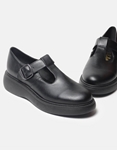 Εικόνα από Μονόχρωμα Mary Jane flat loafers με μπαρέτα Μαύρο