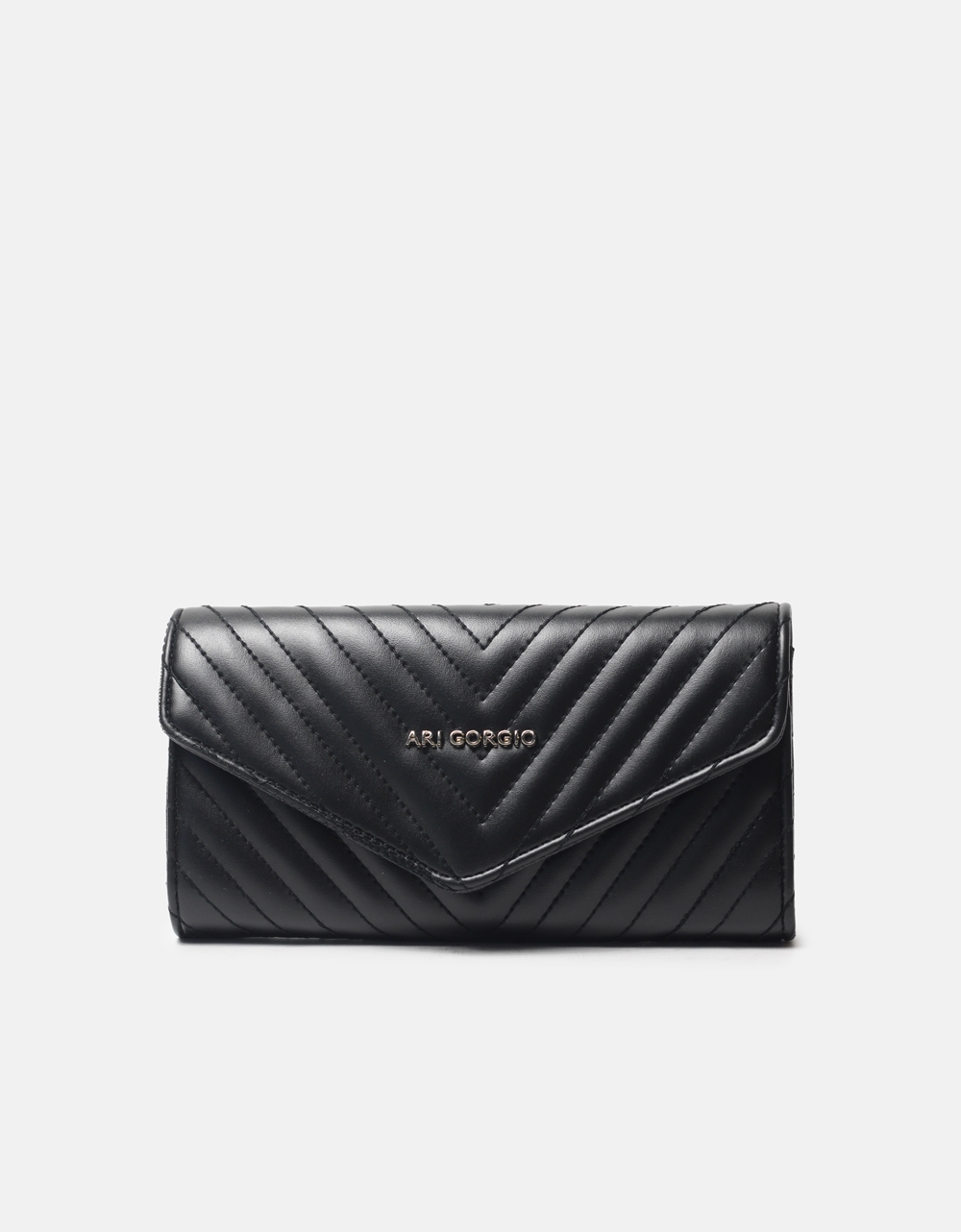 Εικόνα από Μονόχρωμο πορτοφόλι με διακοσμητικές ραφές Μαύρο