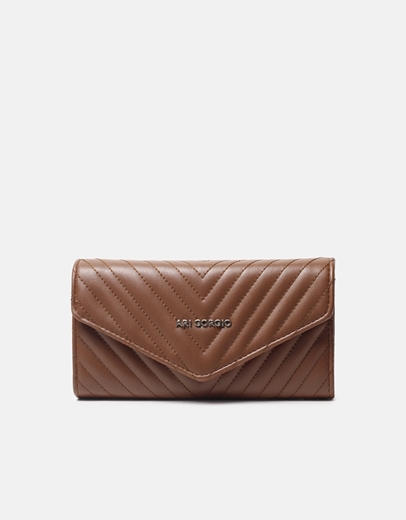 Εικόνα της Μονόχρωμο πορτοφόλι με διακοσμητικές ραφές Ταμπά