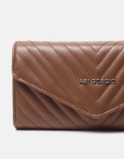 Εικόνα της Μονόχρωμο πορτοφόλι με διακοσμητικές ραφές Ταμπά