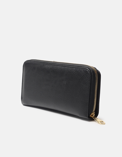 Εικόνα της Διπλό πορτοφόλι μονόχρωμο με πολλαπλές θήκες Μαύρο