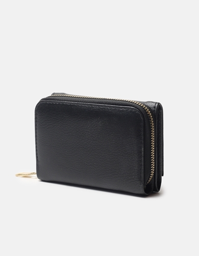 Εικόνα της Διπλό πορτοφόλι μονόχρωμο με πολλαπλές θήκες S Μαύρο