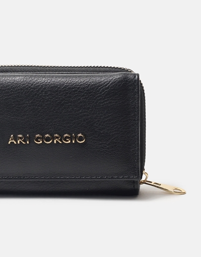 Εικόνα της Διπλό πορτοφόλι μονόχρωμο με πολλαπλές θήκες S Μαύρο