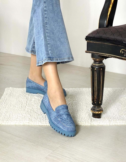 Εικόνα της Basic μονόχρωμα loafers Ελληνικής Κατασκευής με τρακτερωτή σόλα Τζιν