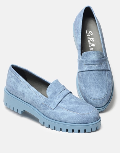 Εικόνα της Basic μονόχρωμα loafers Ελληνικής Κατασκευής με τρακτερωτή σόλα Τζιν