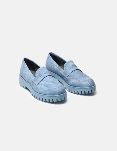 Εικόνα της Basic μονόχρωμα loafers Ελληνικής Κατασκευής με τρακτερωτή σόλα Τζιν