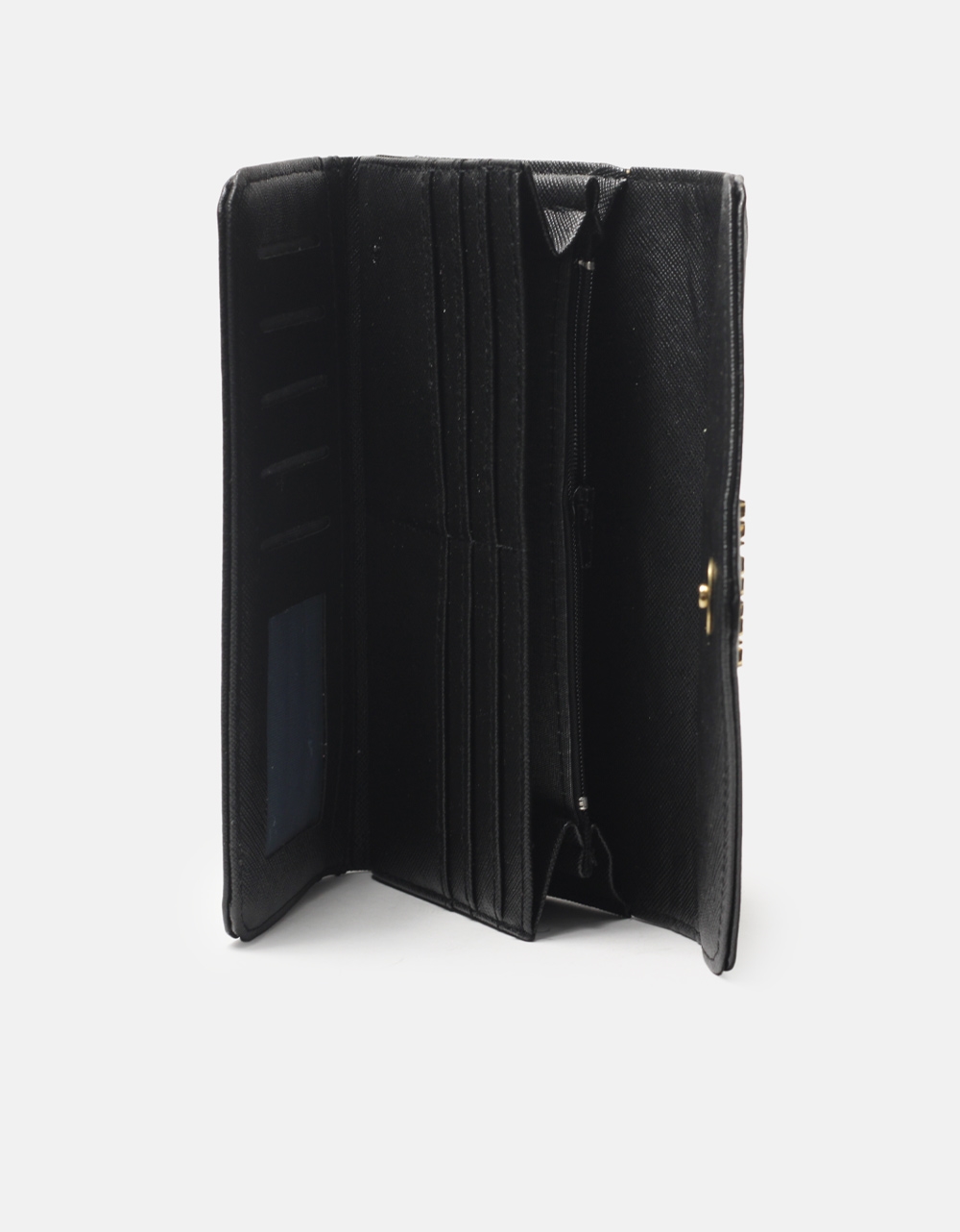 Εικόνα από Βasic μονόχρωμο πορτοφόλι με πολλαπλές θήκες Μαύρο