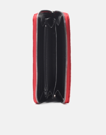 Εικόνα της Πορτοφόλι μονόχρωμο με διακοσμητικές ραφές Κόκκινο