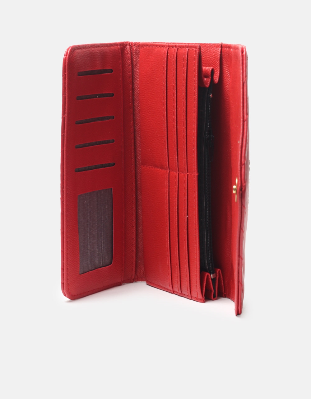 Εικόνα από Μονόχρωμο πορτοφόλι με διακοσμητικές ραφές Κόκκινο
