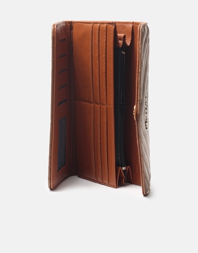 Εικόνα της Μονόχρωμο πορτοφόλι με διακοσμητικές ραφές Ταμπά