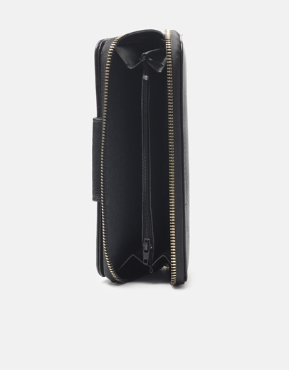 Εικόνα της Διπλό πορτοφόλι μονόχρωμο με πολλαπλές θήκες Μαύρο