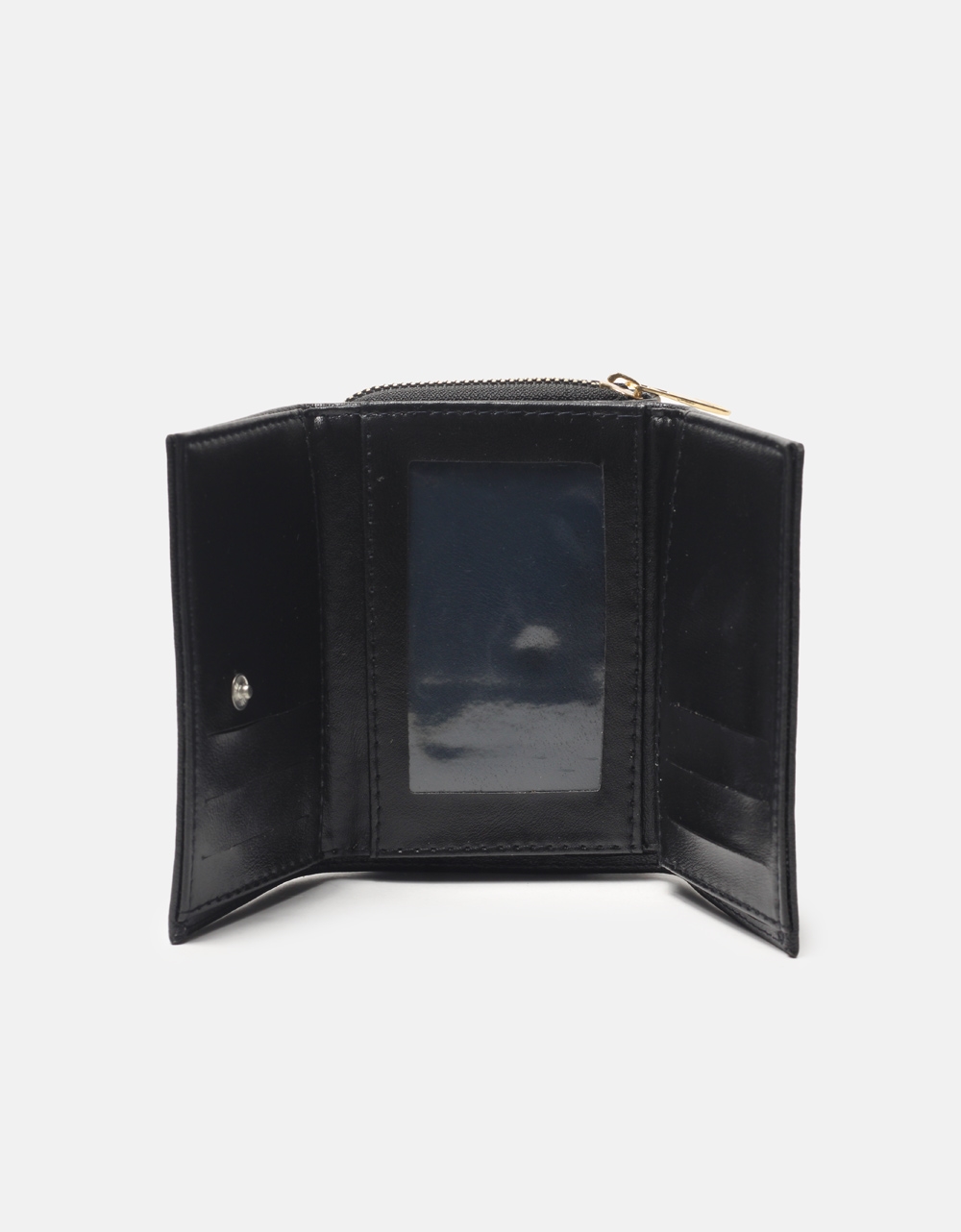 Εικόνα από Διπλό πορτοφόλι μονόχρωμο με πολλαπλές θήκες S Μαύρο