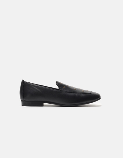 Εικόνα της Δερμάτινα flat loafers Gioseppo με τρουκς Μαύρο