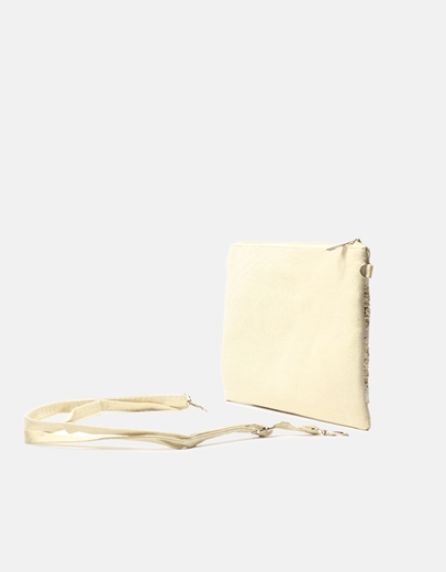 Εικόνα της Ψάθινη τσάντα φάκελος με boho στοιχεία Μπεζ