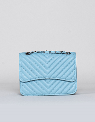 Εικόνα της Γυναικεία τσάντα ώμου καπιτονέ με ρυθμιζόμενη αλυσίδα Σιέλ