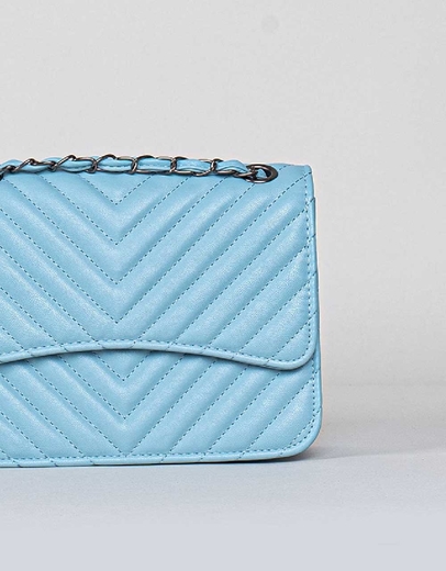 Εικόνα της Γυναικεία τσάντα ώμου καπιτονέ με ρυθμιζόμενη αλυσίδα Σιέλ