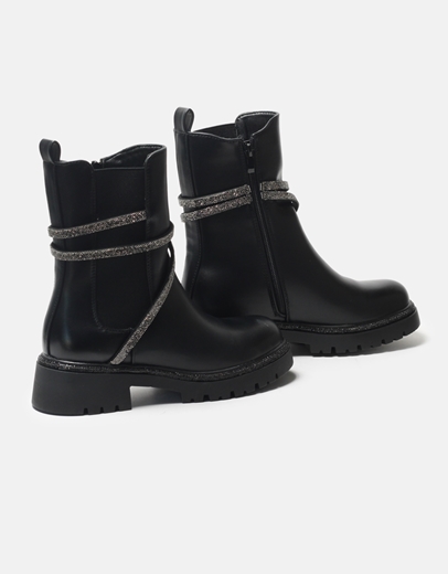 Εικόνα της Chelsea μποτάκια με λεπτομέρειες από strass Μαύρο