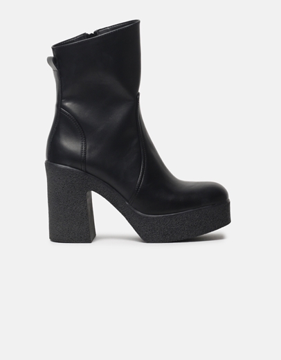 Εικόνα της Δερμάτινα μποτάκια Ελληνικής κατασκευής με ασύμμετρο σχέδιο Μαύρο