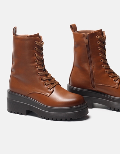 Εικόνα της Μποτάκια μονόχρωμα με διπλή τρακτερωτή σόλα Ταμπά