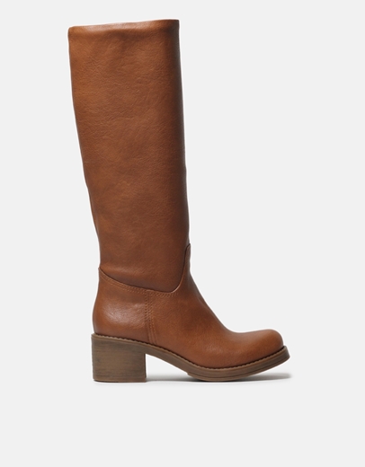 Εικόνα της Μονόχρωμες μπότες Ελληνικής κατασκευής με τετράγωνο τακούνι Ταμπά