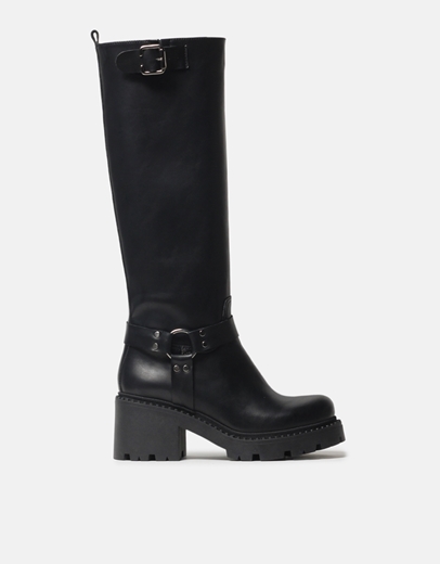 Εικόνα της Δερμάτινες μπότες Ελληνικής κατασκευής με τρακτερωτή σόλα Μαύρο