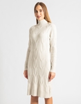 Εικόνα από Midi φόρεμα με σχέδιο πλέξης από βισκόζη Μπεζ