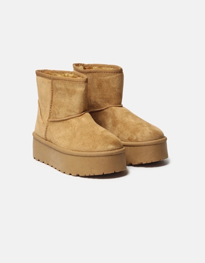 Εικόνα της Suede μποτάκια δίσολα με γουνάκι εσωτερικά Ταμπά