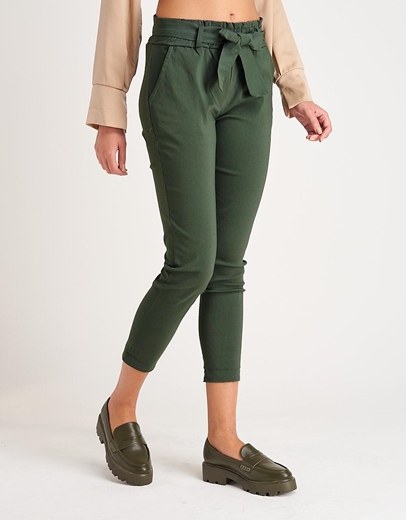 Εικόνα της Ψηλόμεσο ελαστικό παντελόνι με ζώνη Χακί