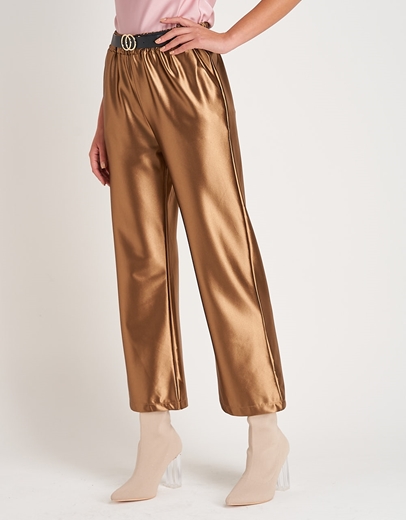 Εικόνα της Παντελόνι μεταλλιζέ με ζώνη Κάμελ